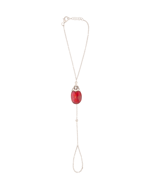 Tourmaline bead and diamond hand chain