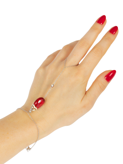 Tourmaline bead and diamond hand chain