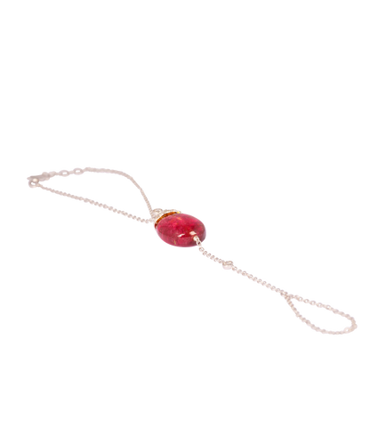 Tourmaline bead and diamond hand chain