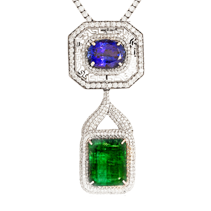 Important emerald, Tanzanite and diamond necklace