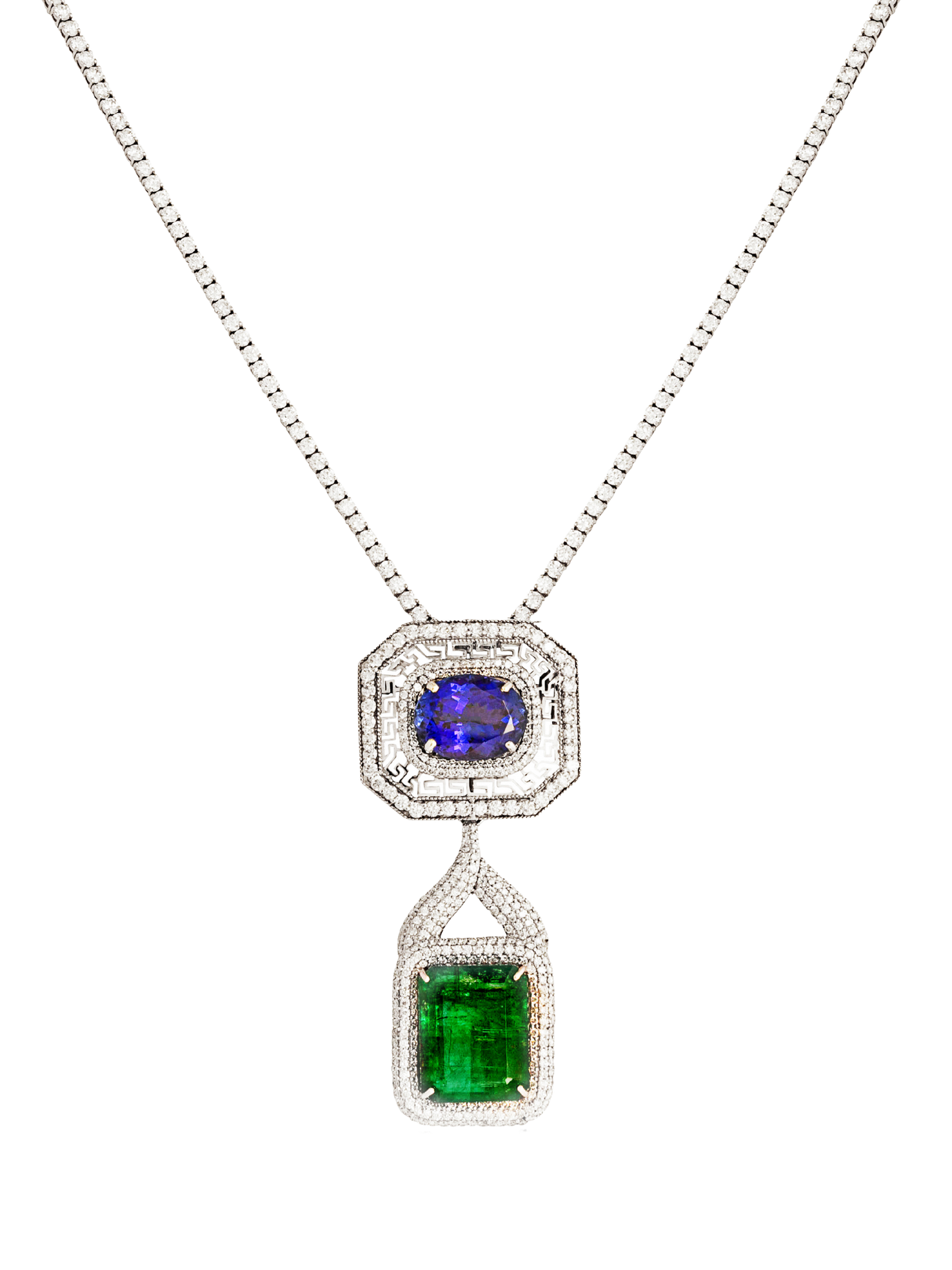 Important emerald, Tanzanite and diamond necklace