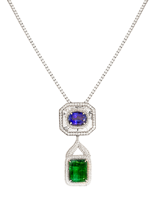 Important emerald, Tanzanite and diamond necklace