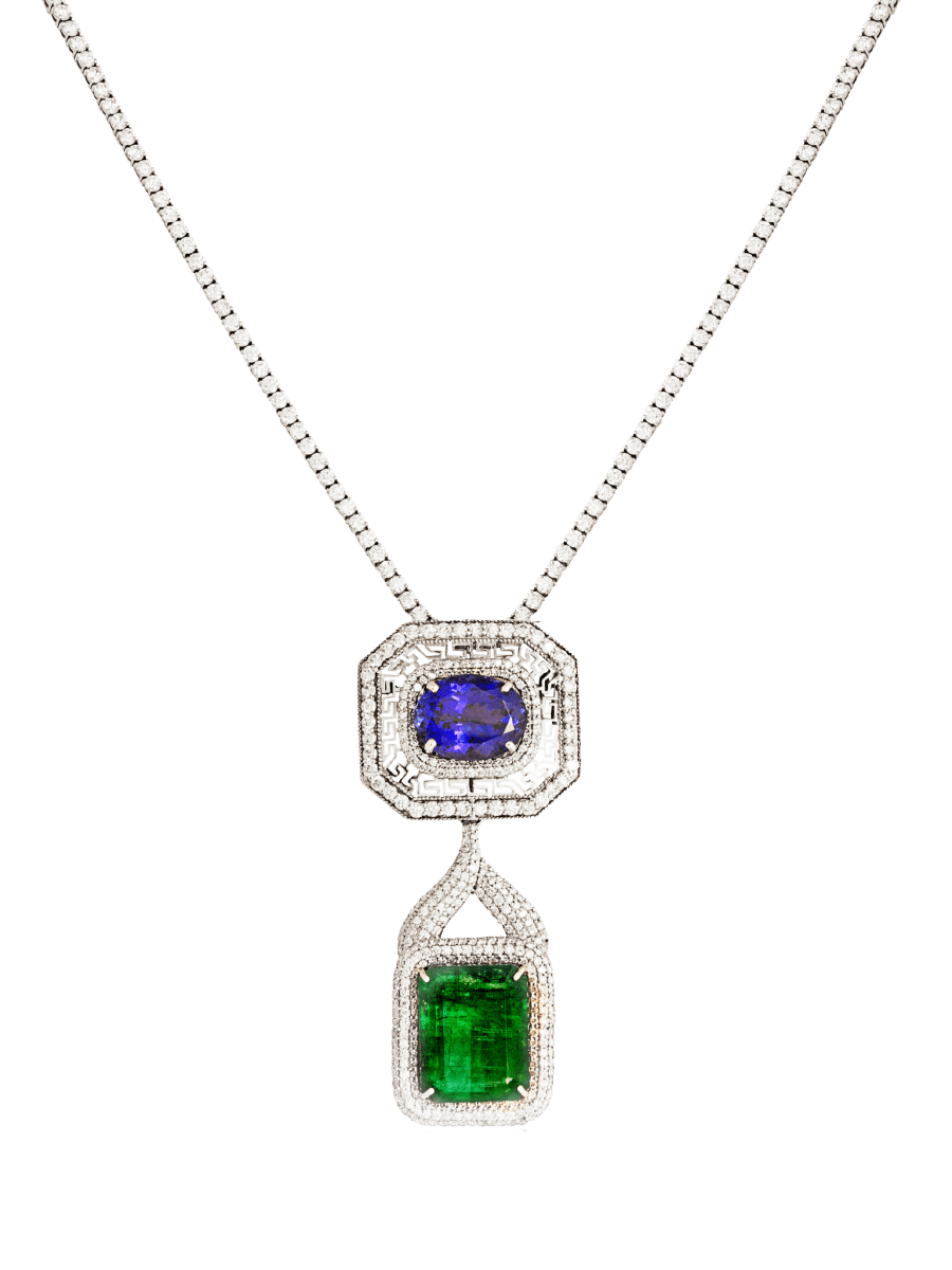 Important emerald, Tanzanite and diamond necklace