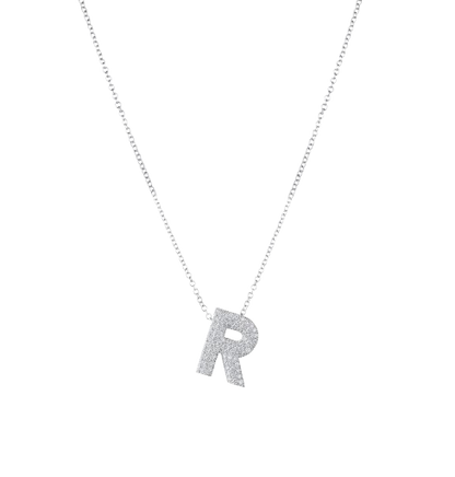 Initial name pendant in white diamonds and gold (small)