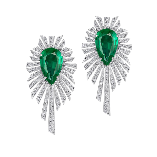 Emerald & Diamond Starburst Earrings