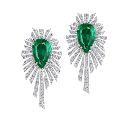 Emerald & Diamond Starburst Earrings