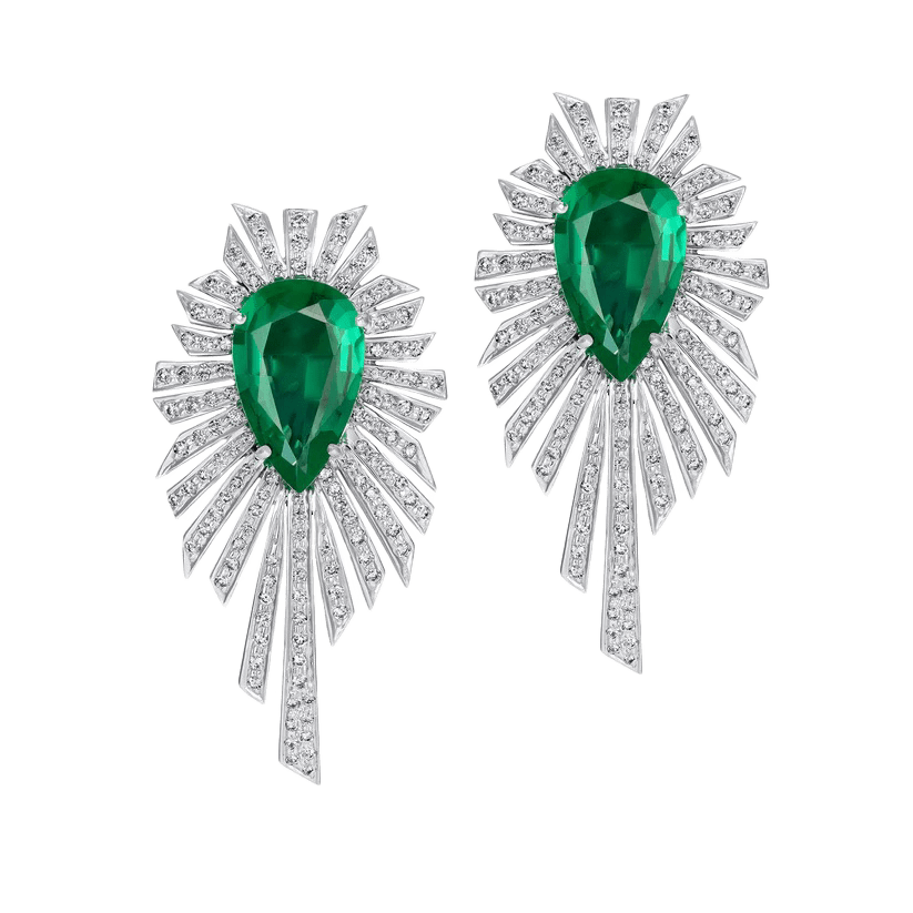 Emerald & Diamond Starburst Earrings