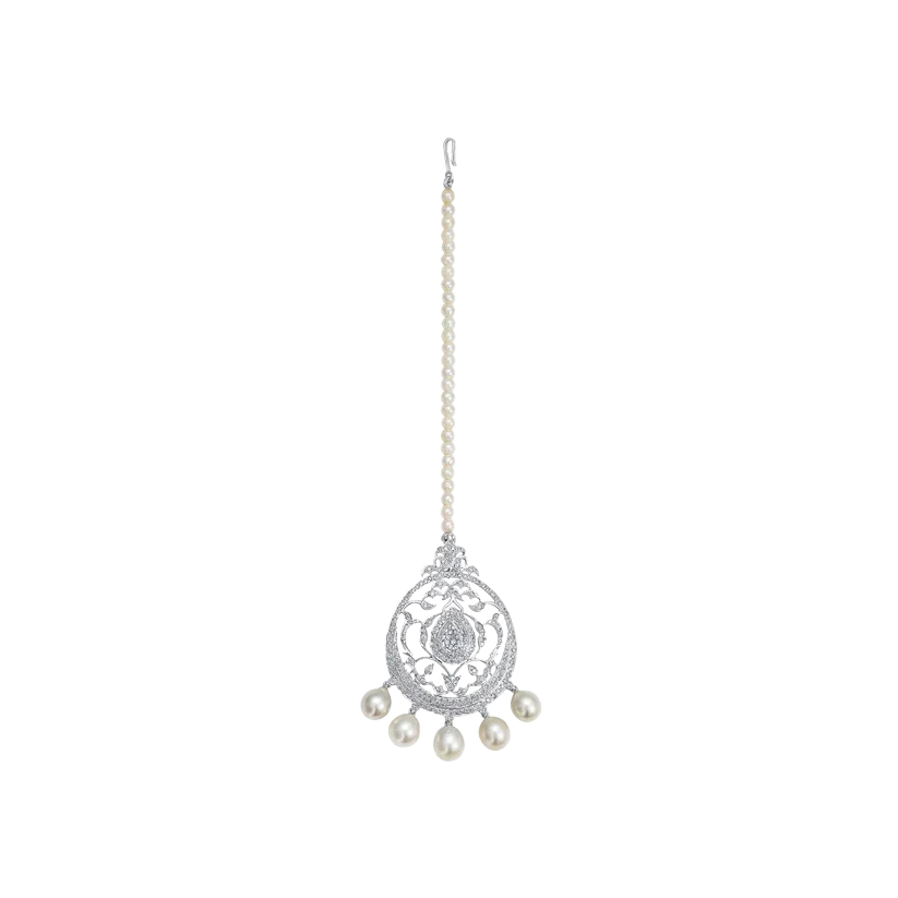 Diamond & Pearl Necklace cum head accessory