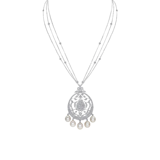 Diamond & Pearl Necklace cum head accessory