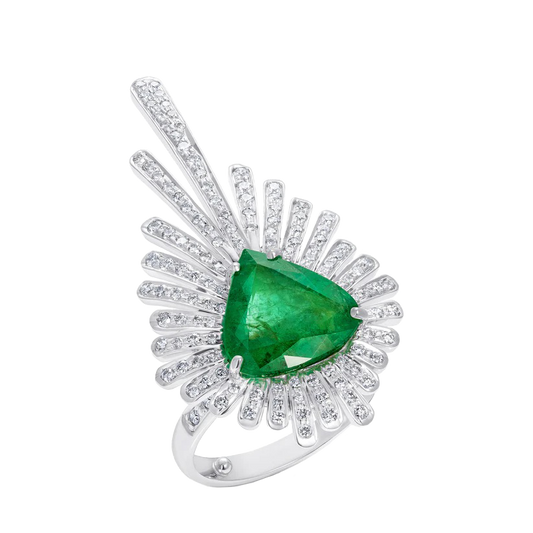 Emerald & Diamond rays ring