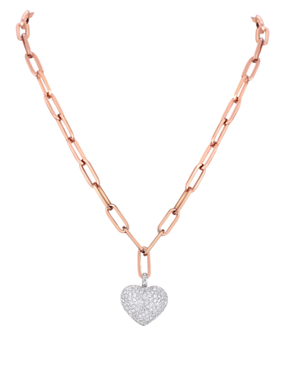 Heart shaped pave pendant on link chain