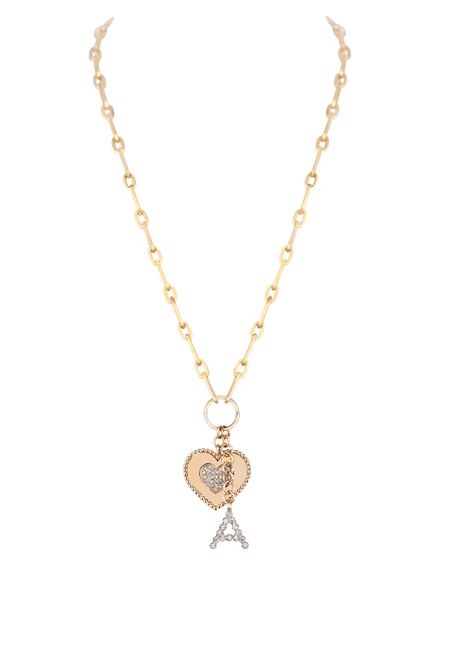 Link Chain with Heart and A  Pendant