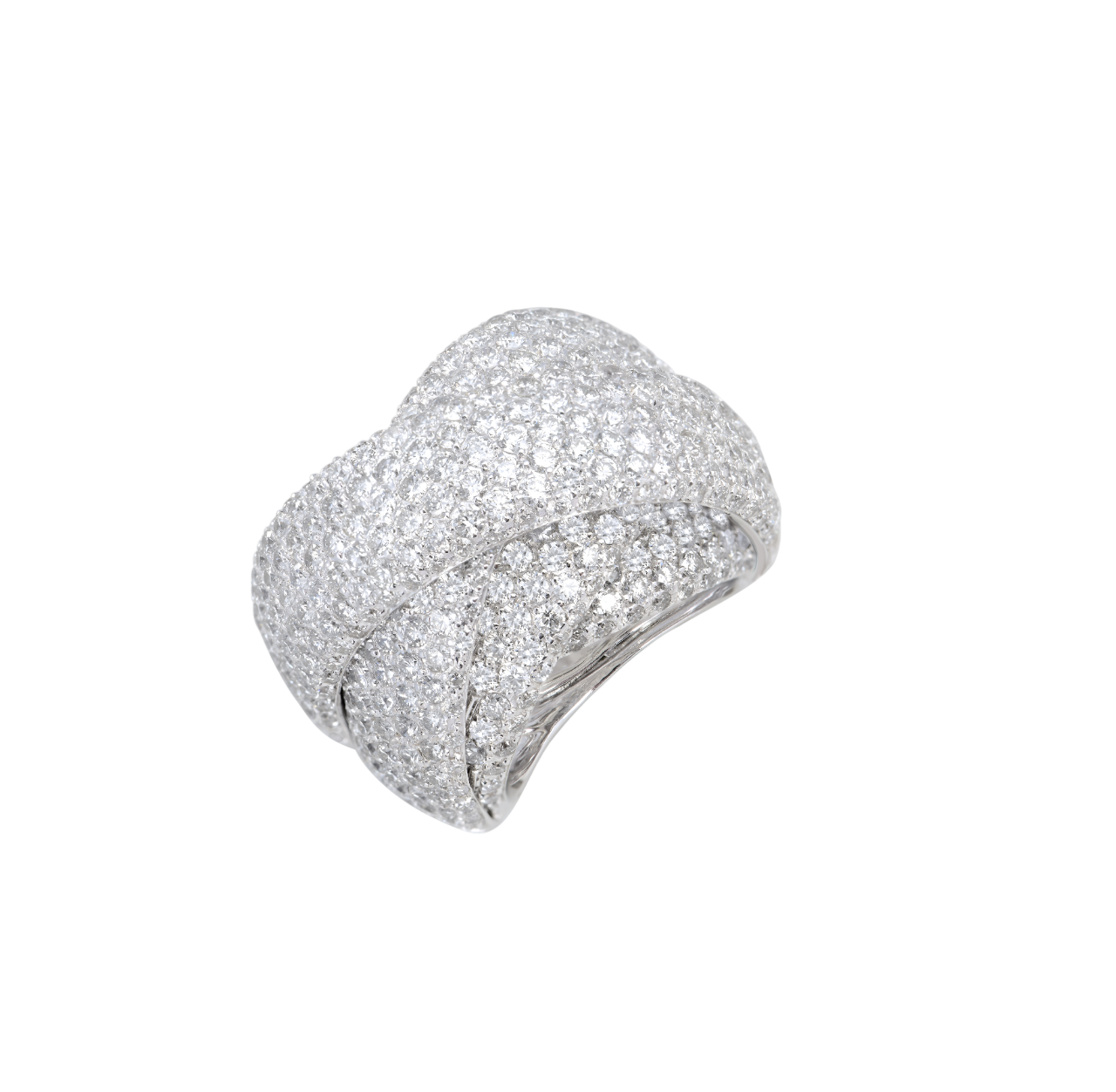 FULL WHITE GOLD DIAMOND  PAVE TURBAN RING