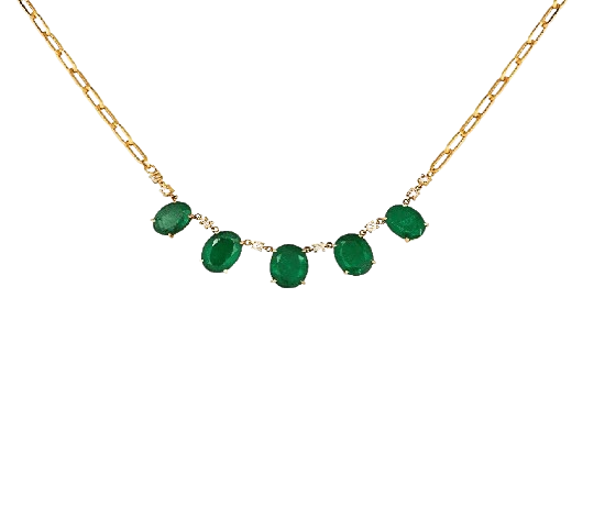 Emerald and Diamond Link Necklace