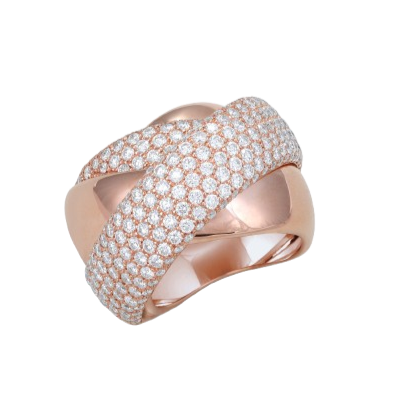 Turban ring with double pave diamond band in rose gold