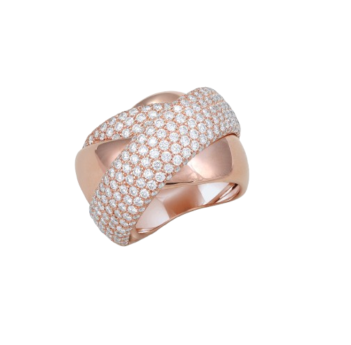 Turban ring with double pave diamond band in rose gold