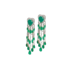Large Heart shaped Emerald and diamond earrings