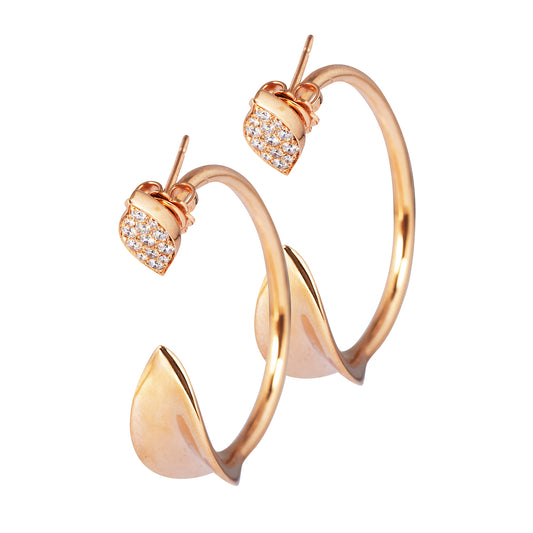 Rose Gold and Diamond Hoops