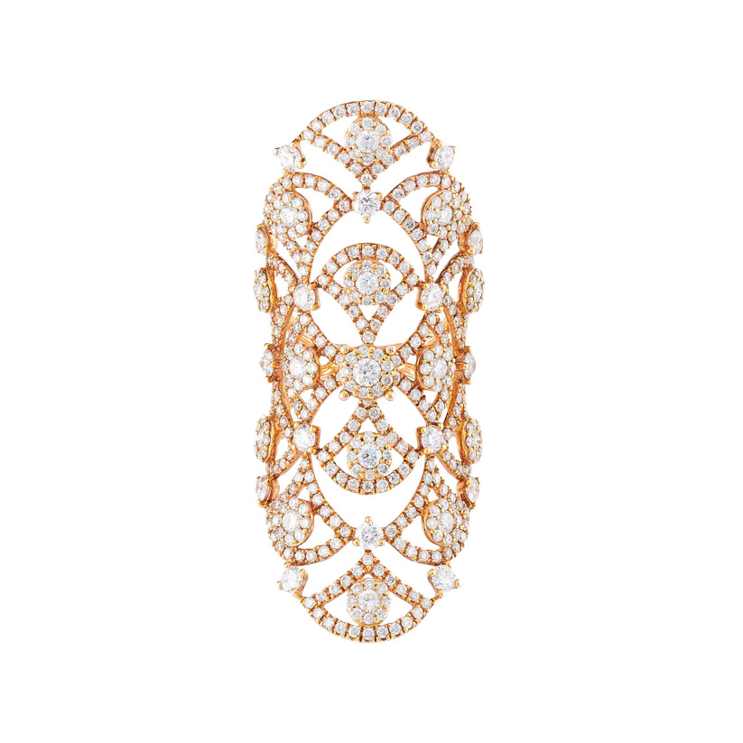 Lattice Long Diamond & Rose Gold Ring