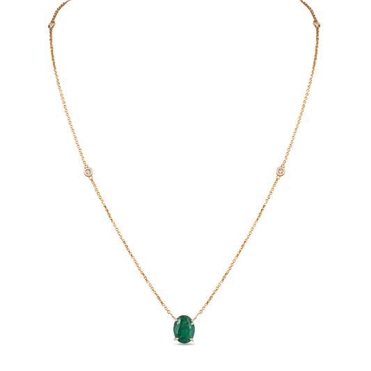 Oval Single Stone Emerald on Chain