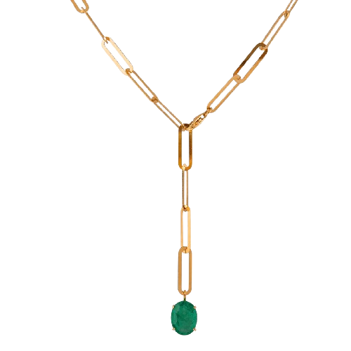 Emerald Drop Chain Necklace