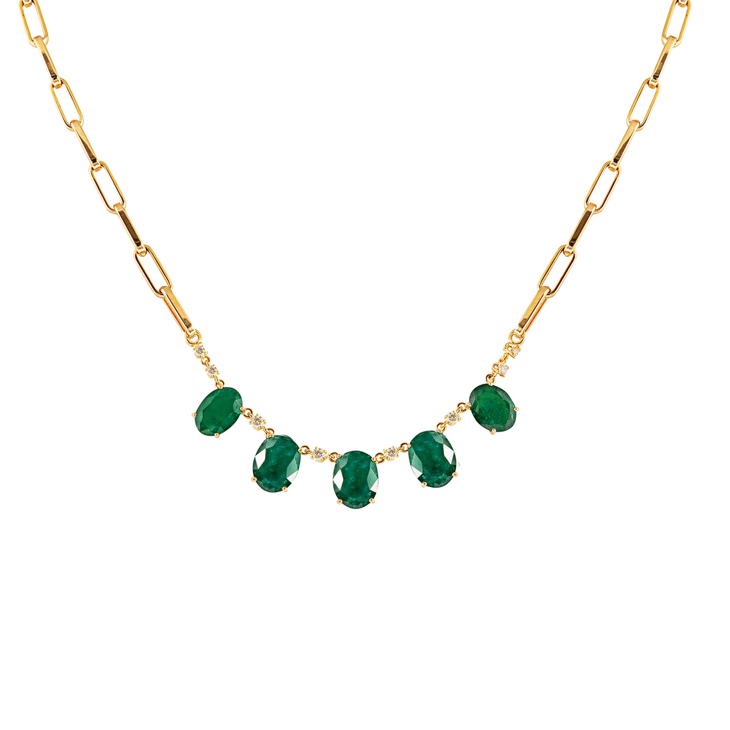 Emerald and Diamond Link Necklace