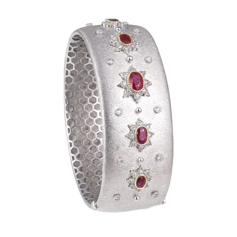 White Gold and Ruby Cuff Bracelet
