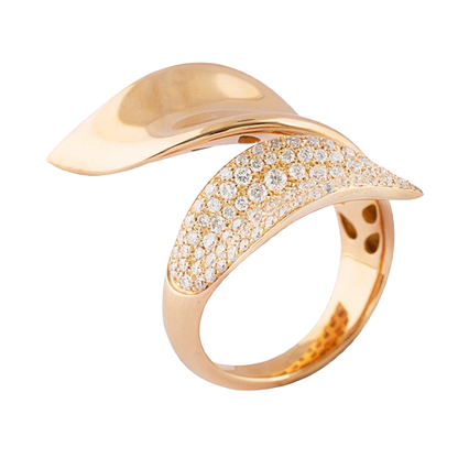 Rose Gold & Diamond  leaf Ring