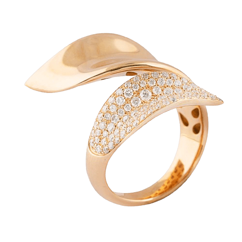 Rose Gold & Diamond  leaf Ring