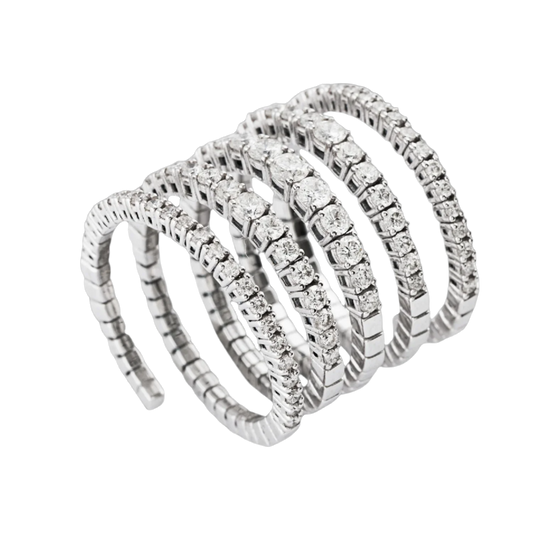 Stretchable Coil Ring in White Gold