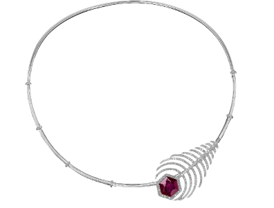 Ruby and Diamond Palm Tree Necklace