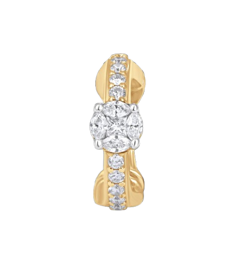 Pave Diamond Yellow Gold Earcuff