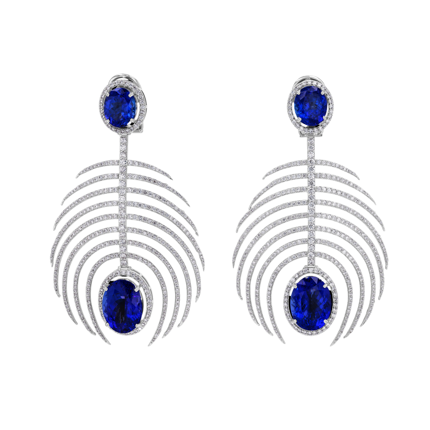 Palm Tree Tanzanite and rose cut Diamond Earrings
