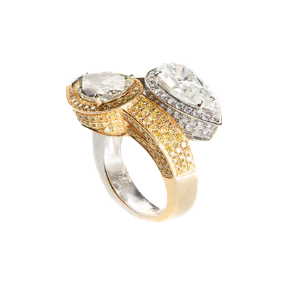 Toi Moi White and Yellow Pear Shaped Diamond Ring