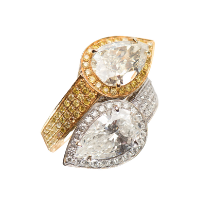 Toi Moi White and Yellow Pear Shaped Diamond Ring