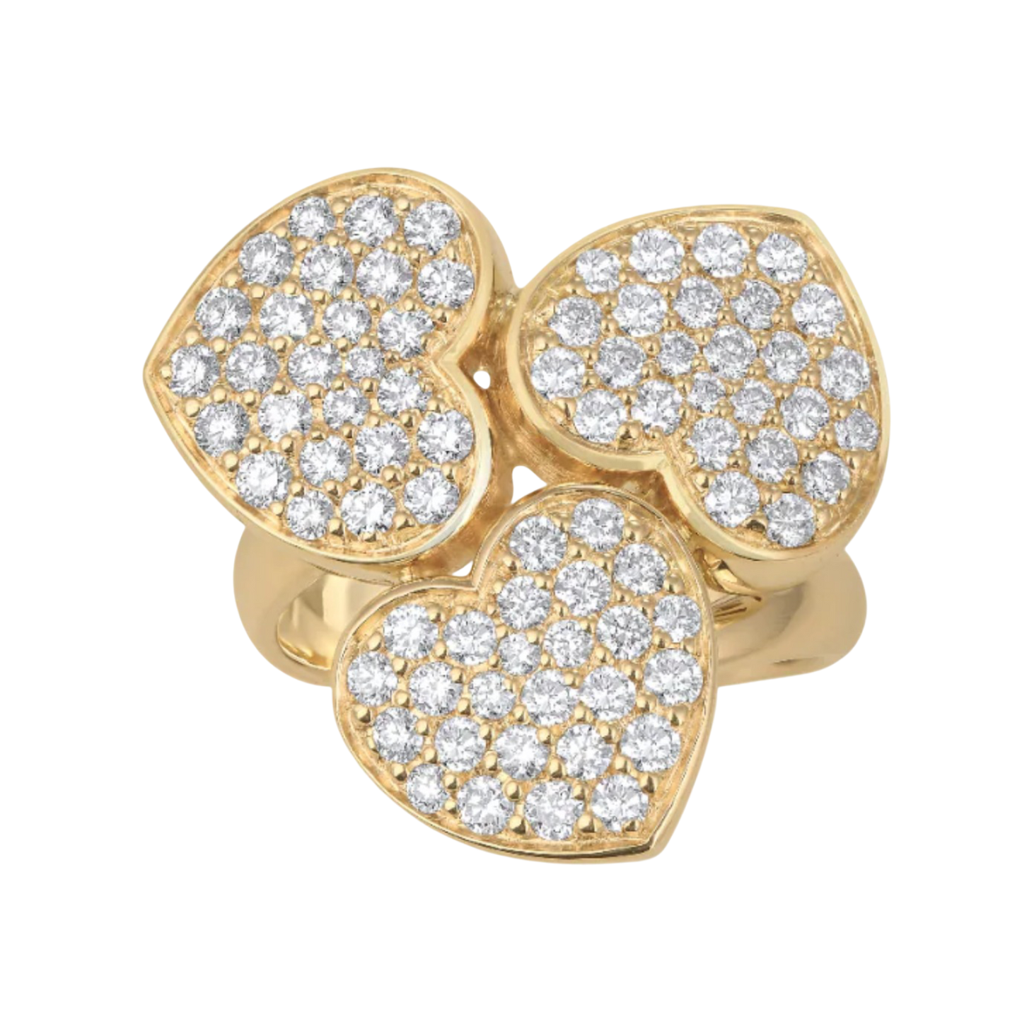Three Heart Pave diamond and Gold ring_x000B_