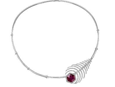 Ruby and Diamond Palm Tree Necklace