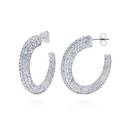 Large Pave Diamond Hoops