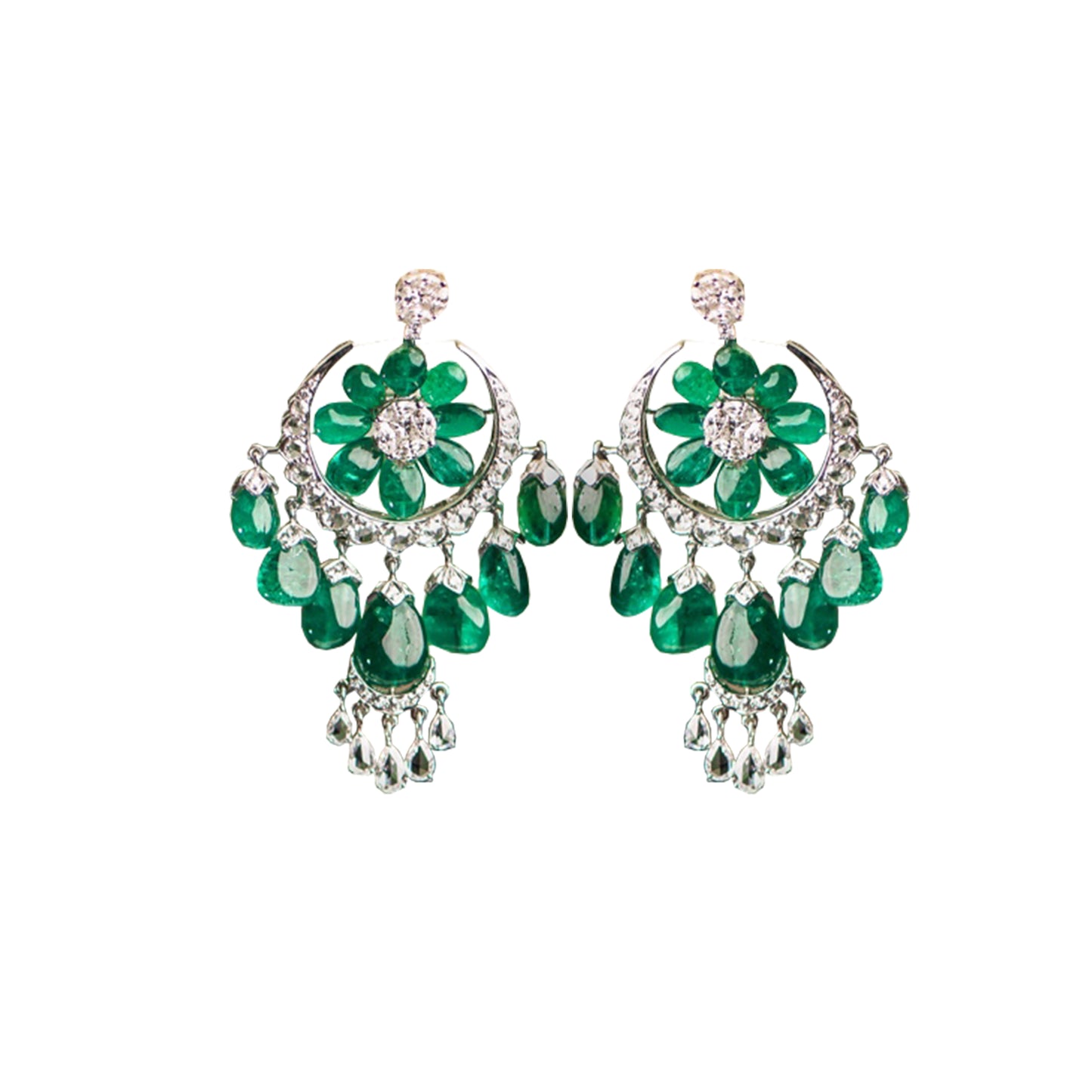 Emerald Bead Chandbali earrings