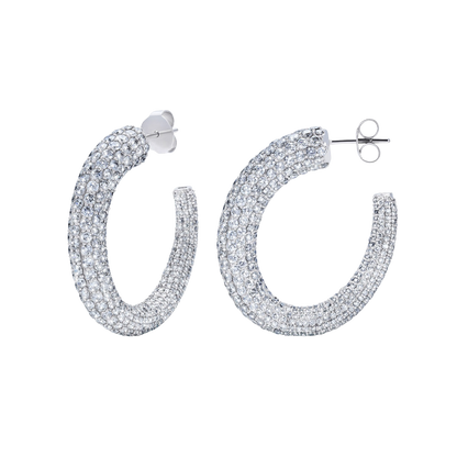 Large Pave Diamond Hoops