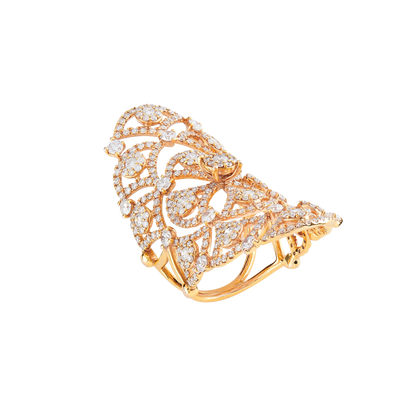 Rose Gold & Diamond  lattice Ring