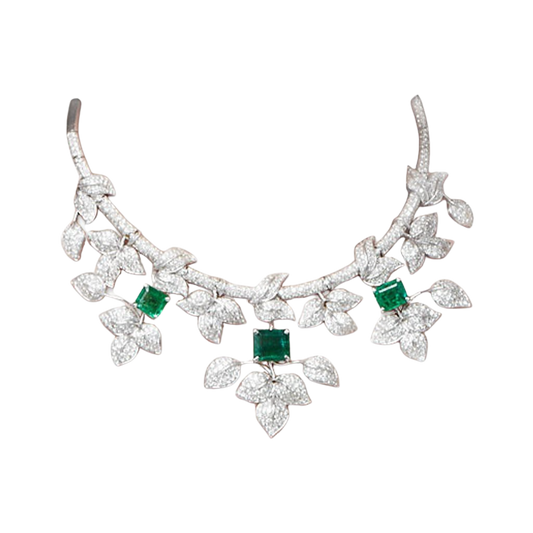 Nature Inspired Emerald & Diamond  Necklace