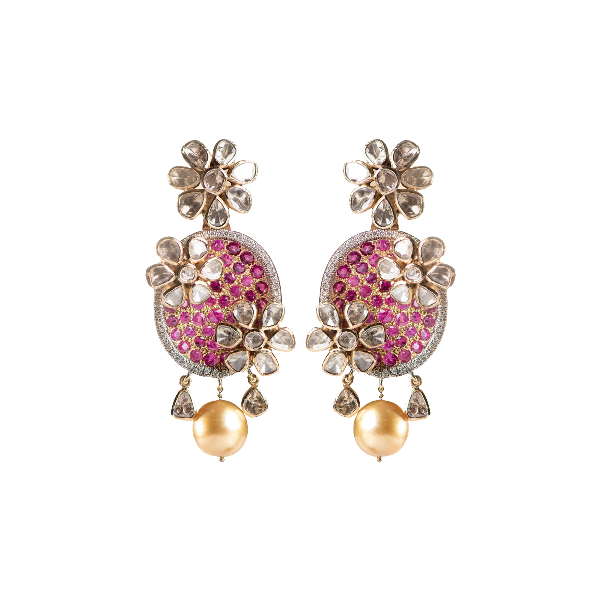 Ruby Gold Uncut Diamond Earrings Devijewelsbyradhikac