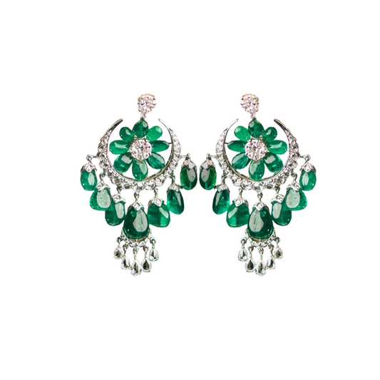 Emerald Bead Chandbali earrings