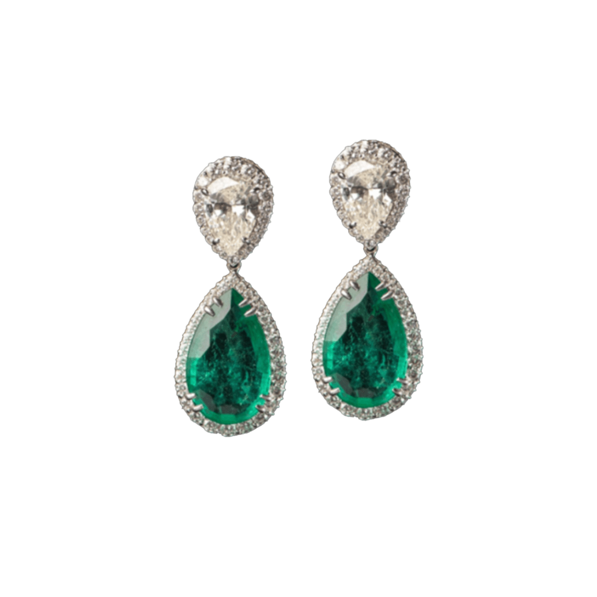 Emerald & Diamond single solitaire Earrings