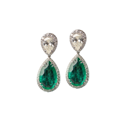 Emerald & Diamond single solitaire Earrings