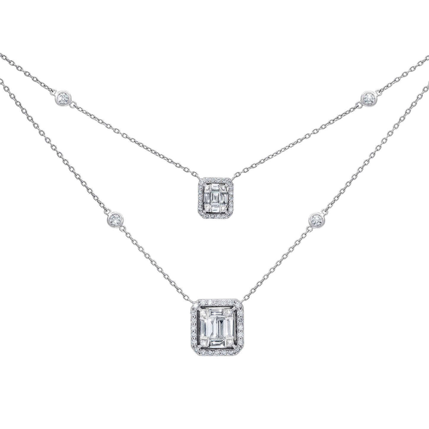 Twin-layered Diamond Pendant Chain
