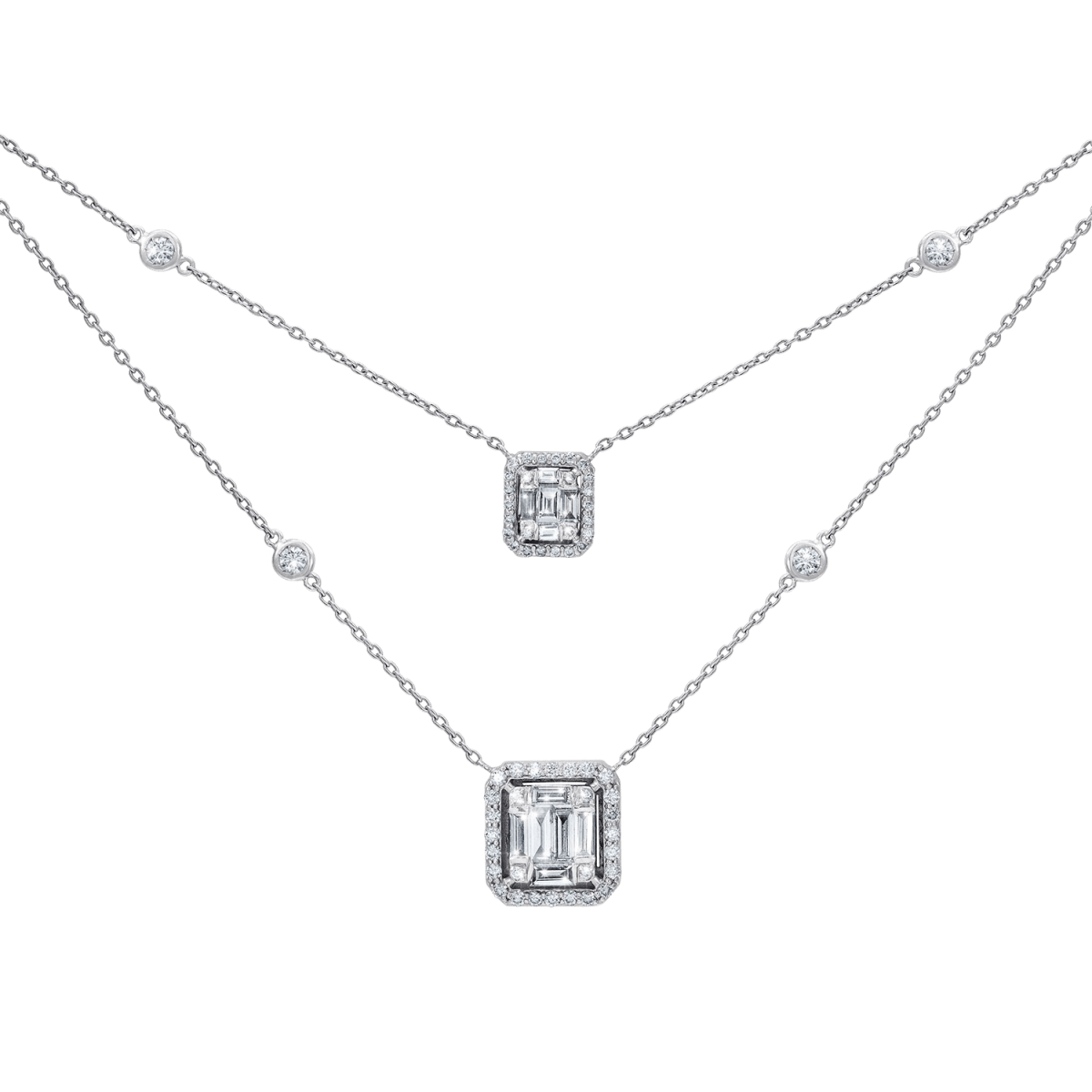Illusion Set Twin Diamond Pendant Chain