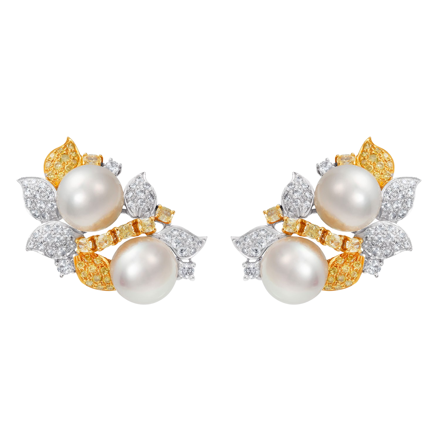 Two-Toned South Sea Pearl and Diamond Earrings
