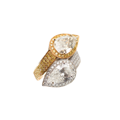 Toi Moi White and Yellow Pear Shaped Diamond Ring